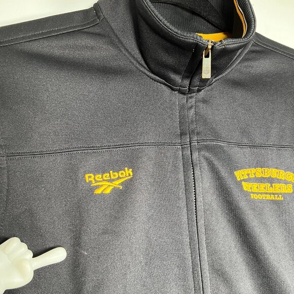 Vintage Reebok Mens Black Pittsburgh Steelers NFL Full Zip Jacket Size Medium - Picture 8 of 16